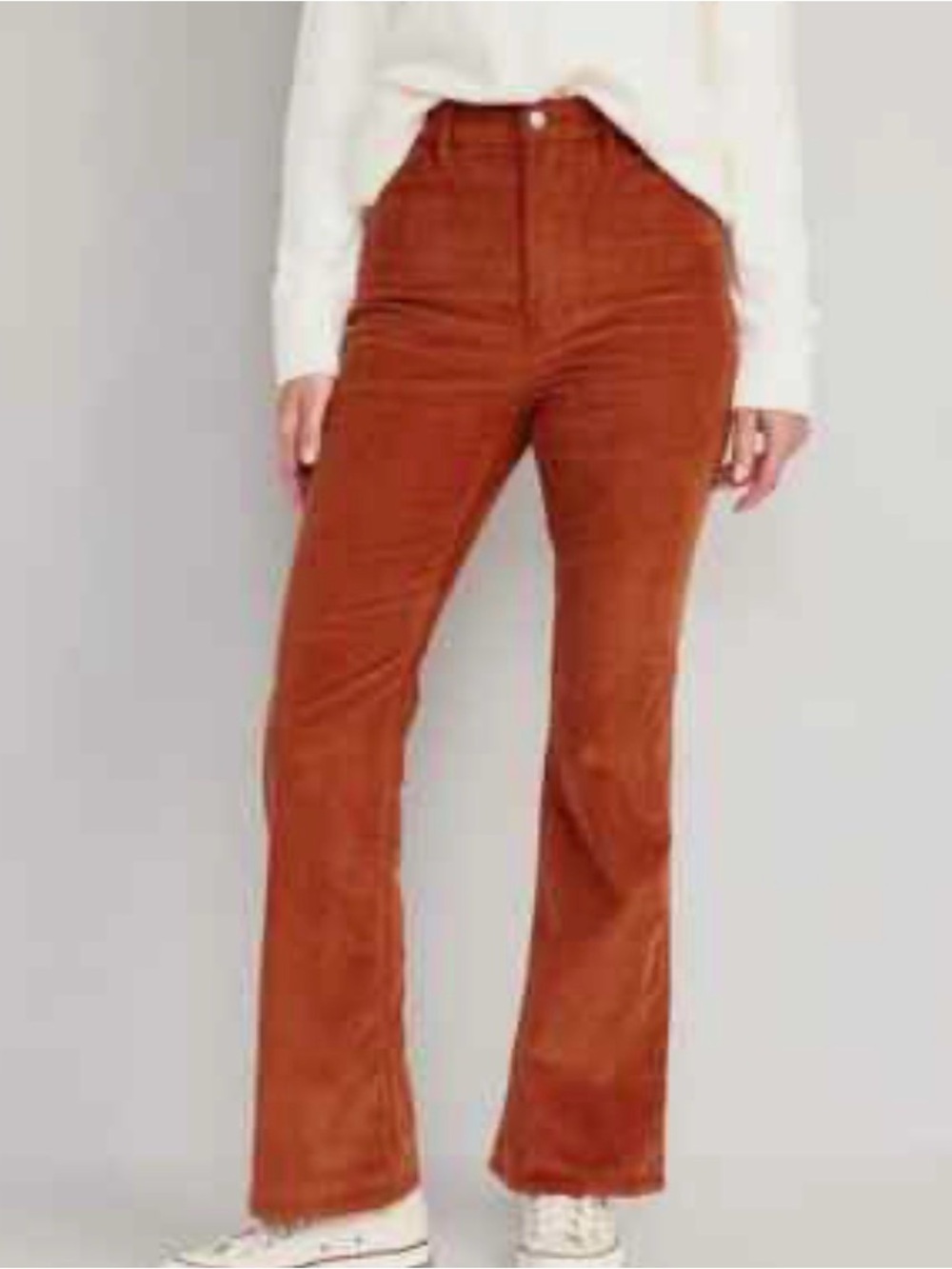 Old Navy Higher High-Rise Flare Corduroy Pants in Rust Brown